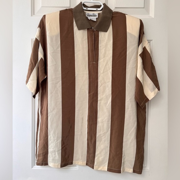 Vintage Silk 90s Mod Stripes Shirt S - Picture 2 of 13